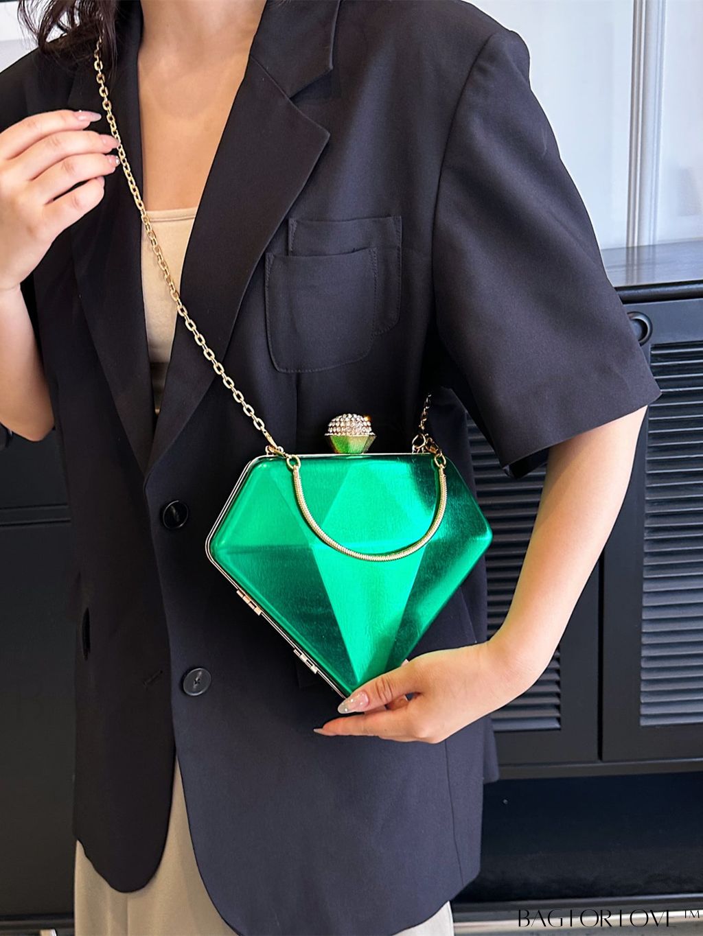 BagForLove - Versatile Faux Patent Leather Diamond Tote - Fashionable & Functional