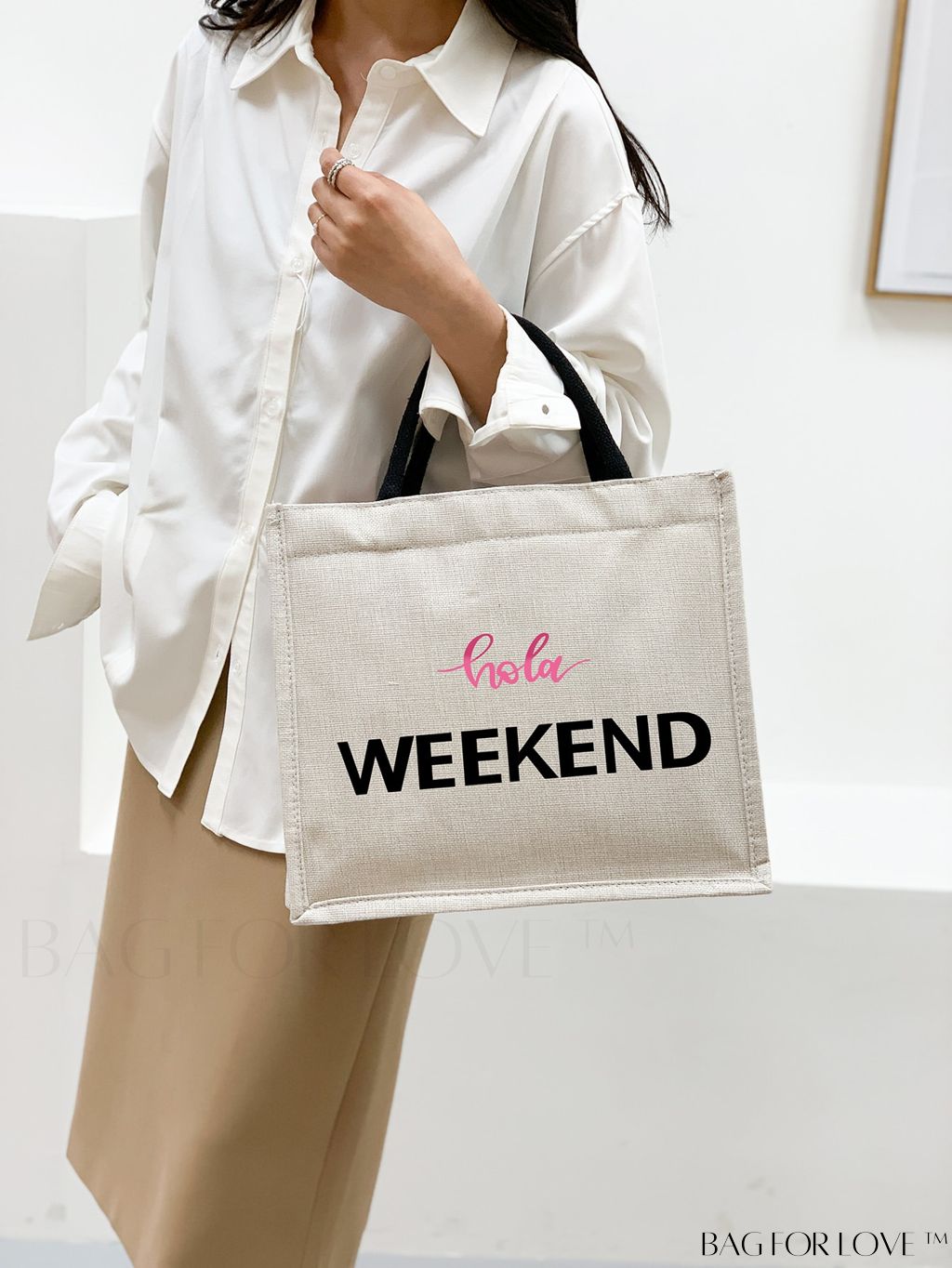 BagForLove - Versatile Tote: Stylish Letter Graphic Bag for Swimming, Gym, Shopping, and Travel