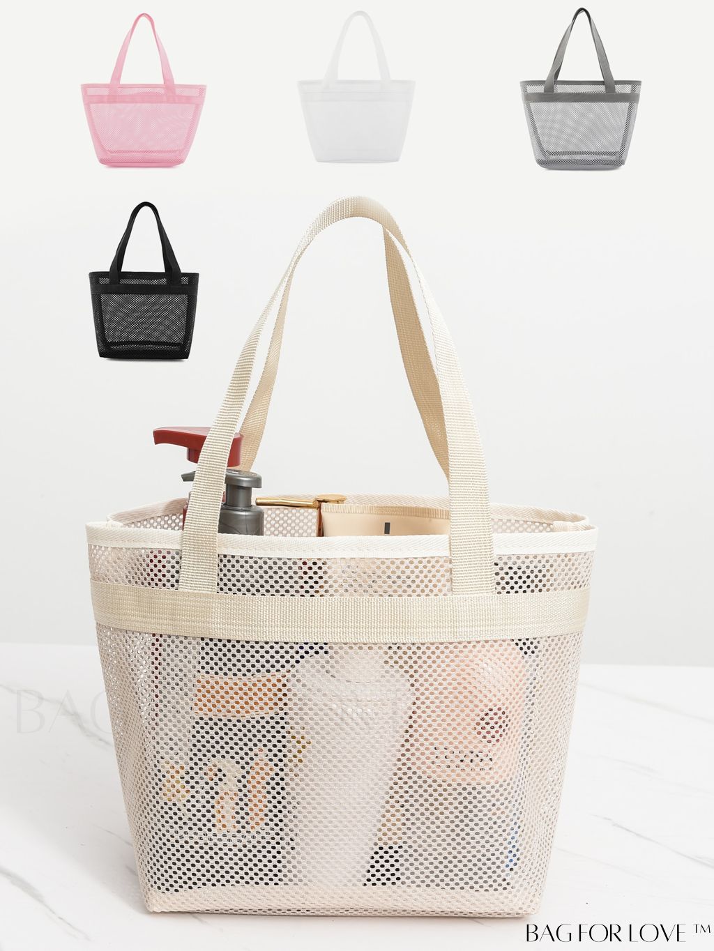 BagForLove - Minimalist Mesh Beach Bag with Large Capacity for Travel and Swimming, Ideal for Washing and Storage