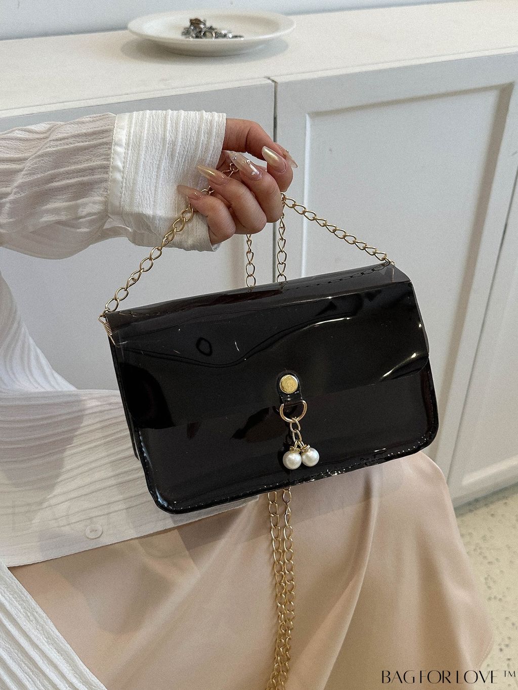 BagForLove - New Arrival: Mini Flap Shoulder Bag with Faux Pearl Embellishment