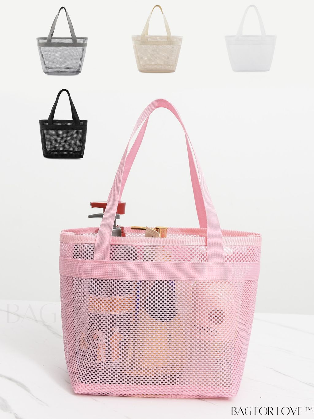 BagForLove - Minimalist Mesh Beach Bag with Large Capacity for Travel and Swimming, Ideal for Washing and Storage
