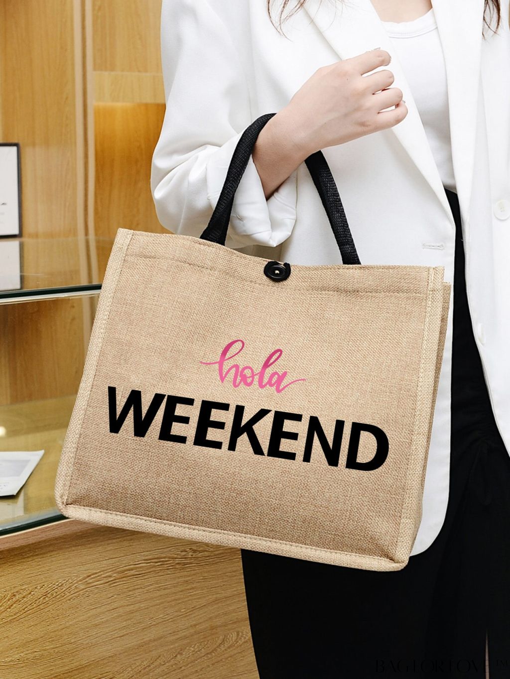 BagForLove - Versatile Tote: Stylish Letter Graphic Bag for Swimming, Gym, Shopping, and Travel