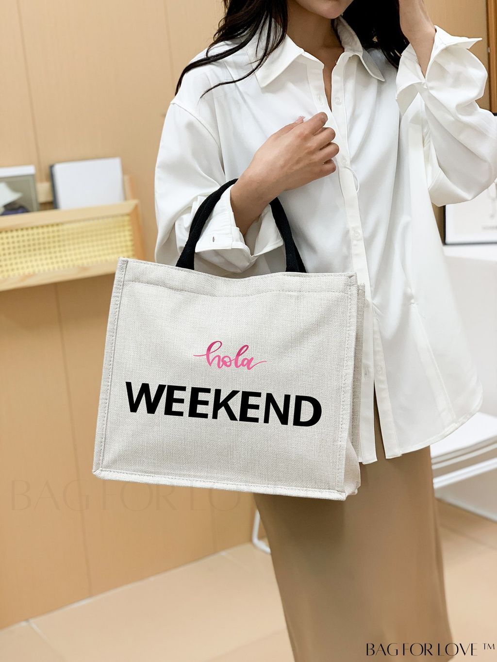 BagForLove - Versatile Tote: Stylish Letter Graphic Bag for Swimming, Gym, Shopping, and Travel