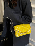 BagForLove - Chic Yellow Plaid Patent Leather Square Bag with Handle & Shoulder Strap