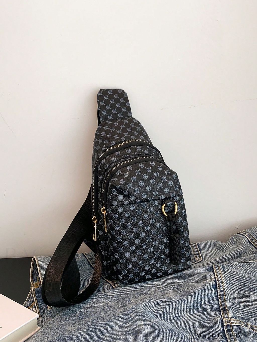 BagForLove - Vintage Zipper Sling Bag - Mini Geometric Pattern Design