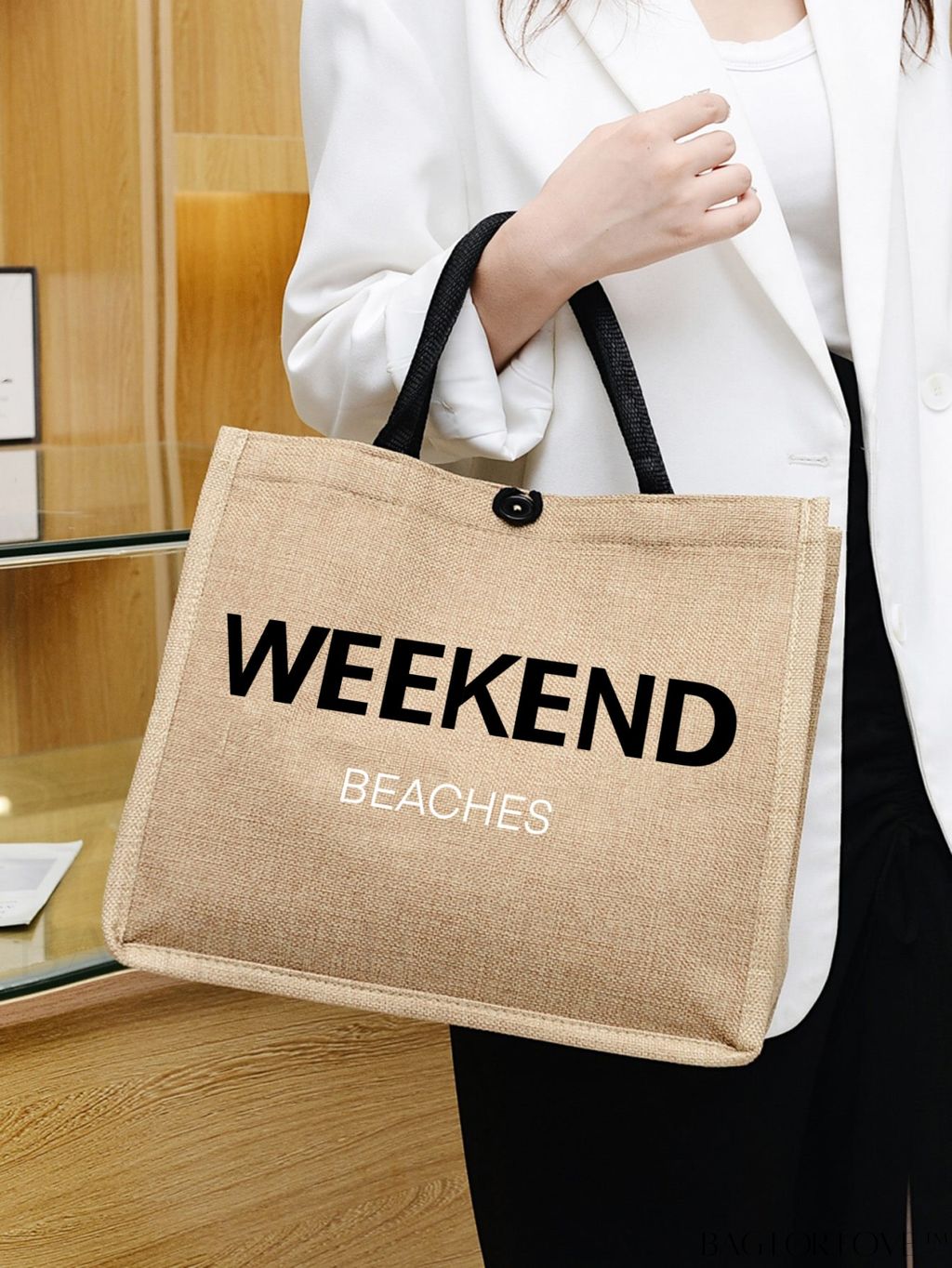 BagForLove - Versatile Tote: Stylish Letter Graphic Bag for Swimming, Gym, Shopping, and Travel