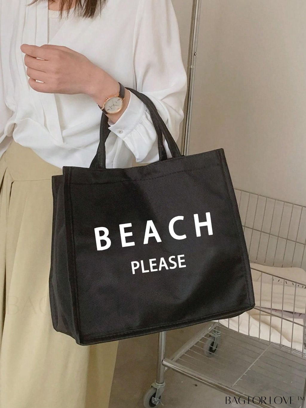 BagForLove - Versatile Tote: Stylish Letter Graphic Bag for Swimming, Gym, Shopping, and Travel