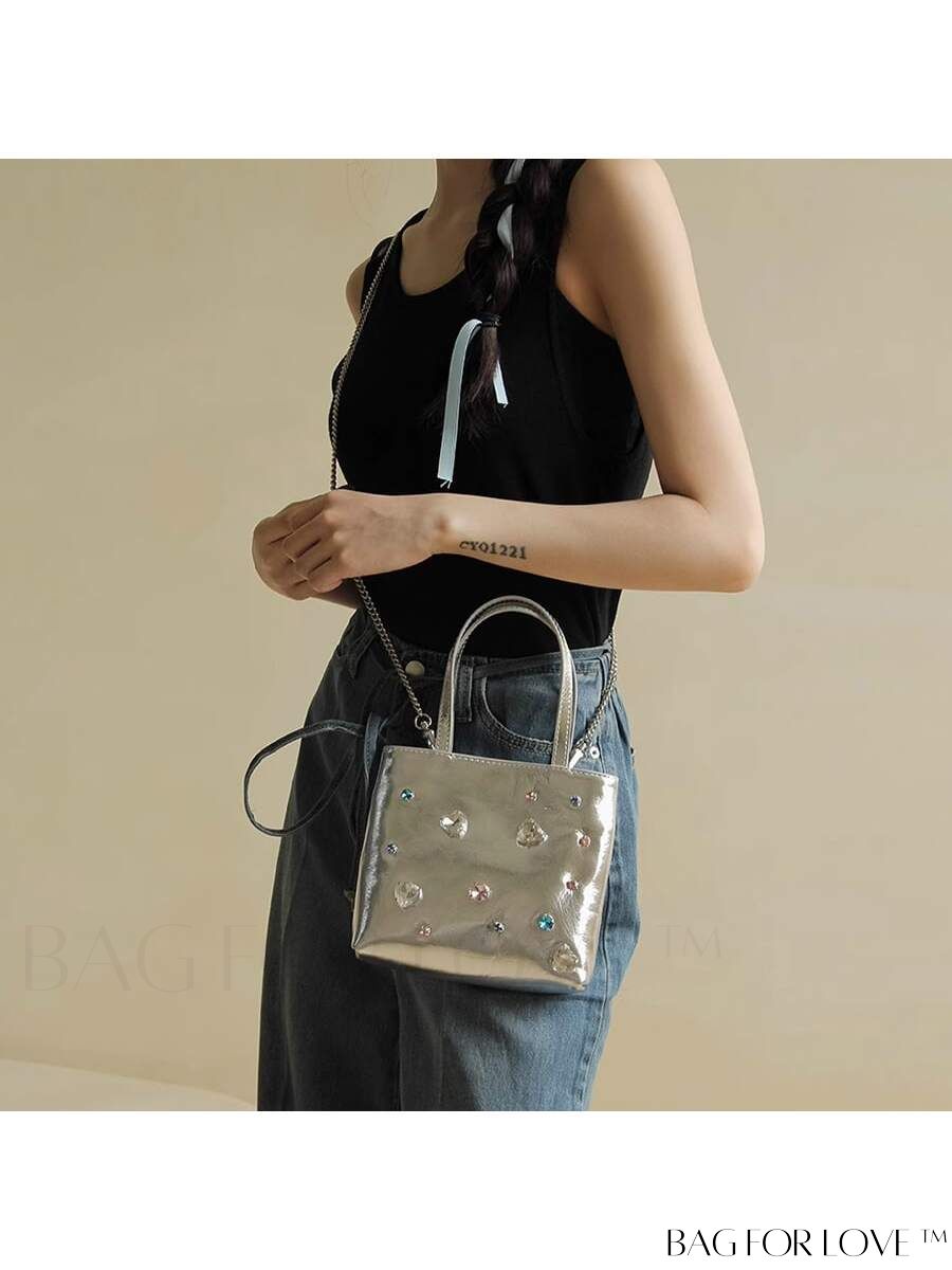 BagForLove - Stylish Rhinestone-Embellished Metallic Mini Handbag for Modern Fashionistas