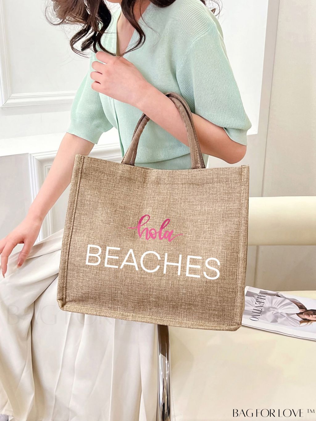 BagForLove - Versatile Tote: Stylish Letter Graphic Bag for Swimming, Gym, Shopping, and Travel