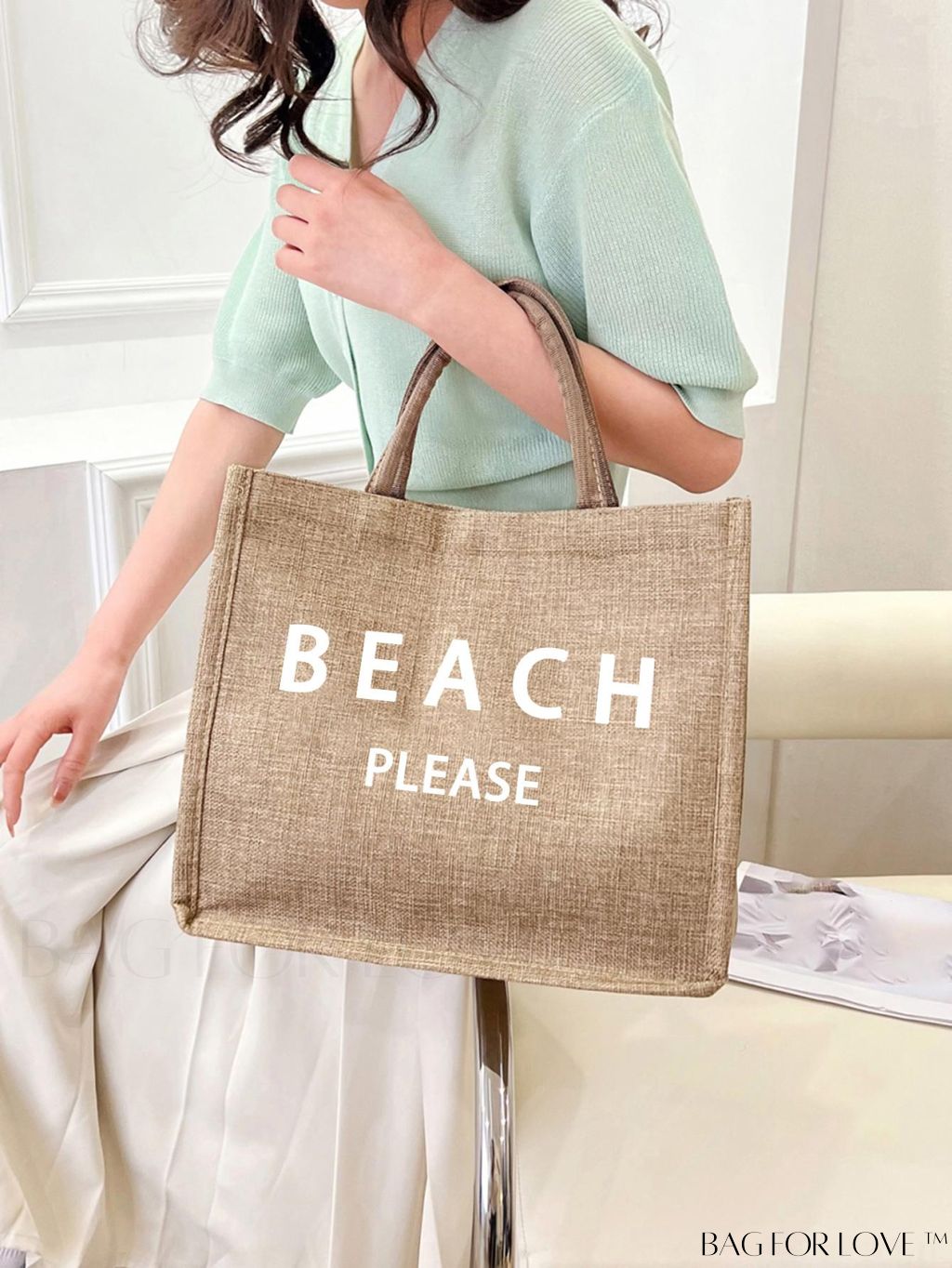 BagForLove - Versatile Tote: Stylish Letter Graphic Bag for Swimming, Gym, Shopping, and Travel