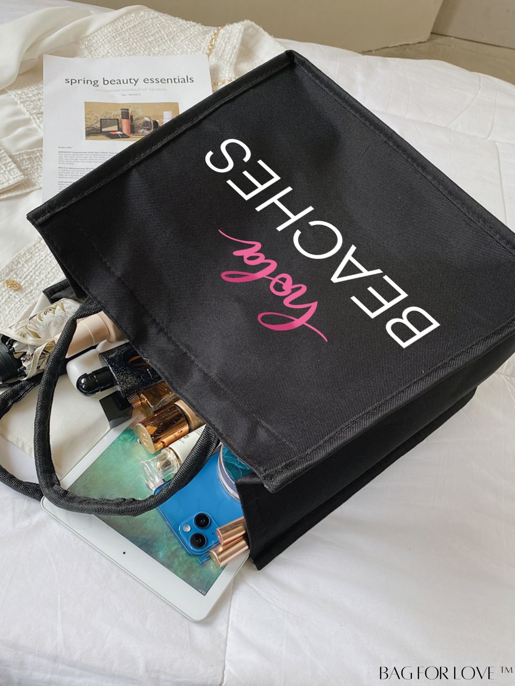 BagForLove - Versatile Tote: Stylish Letter Graphic Bag for Swimming, Gym, Shopping, and Travel