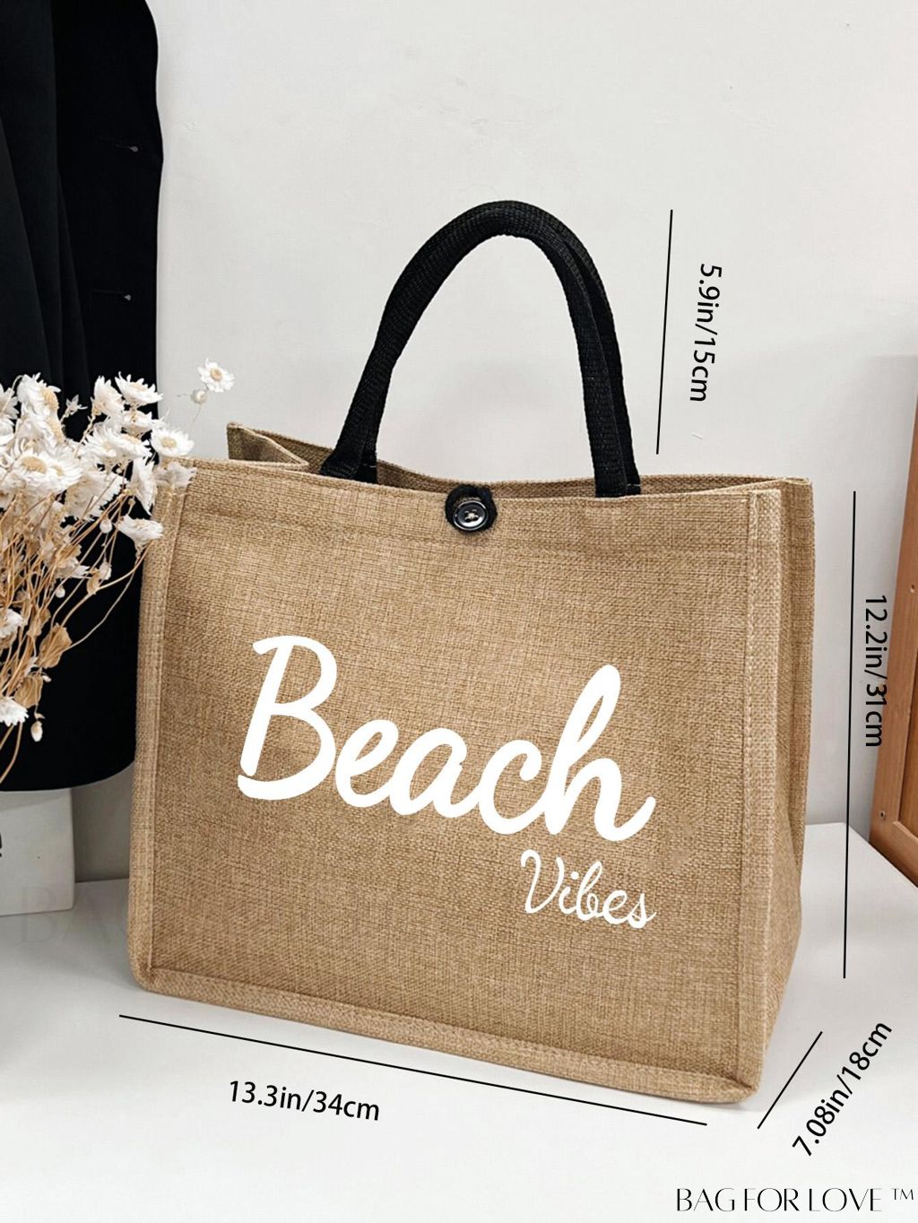 BagForLove - Versatile Tote: Stylish Letter Graphic Bag for Swimming, Gym, Shopping, and Travel