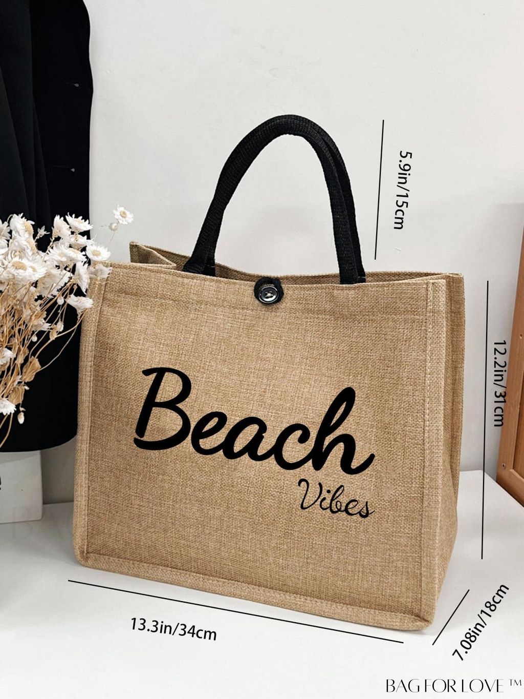 BagForLove - Versatile Tote: Stylish Letter Graphic Bag for Swimming, Gym, Shopping, and Travel