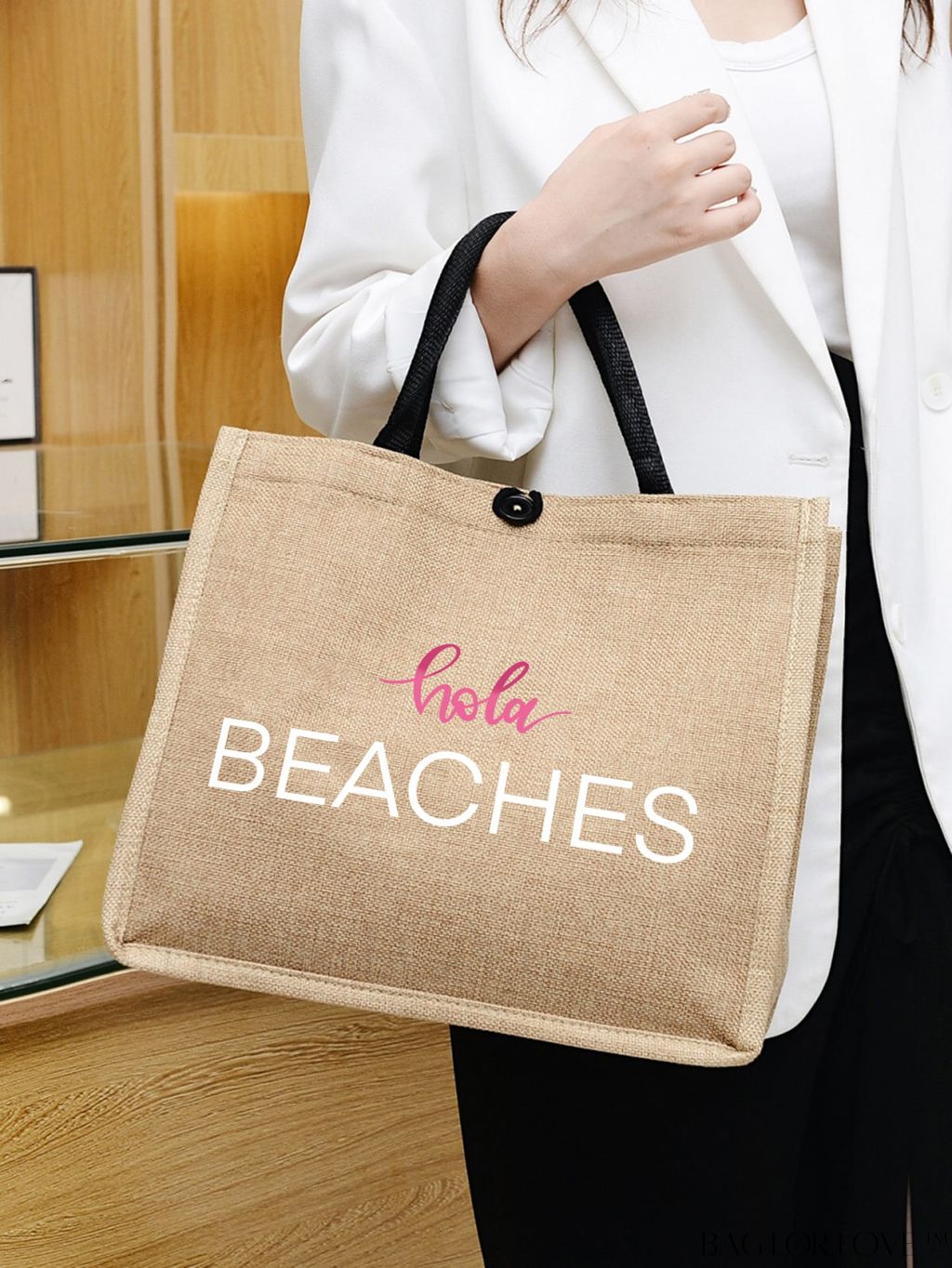 BagForLove - Versatile Tote: Stylish Letter Graphic Bag for Swimming, Gym, Shopping, and Travel