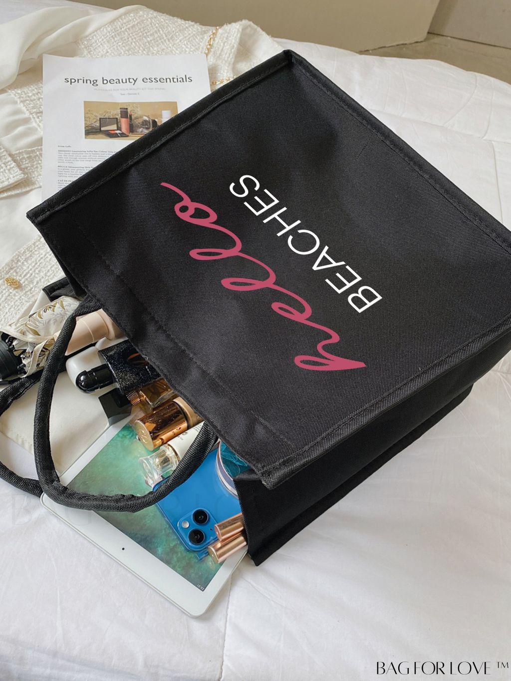 BagForLove - Versatile Tote: Stylish Letter Graphic Bag for Swimming, Gym, Shopping, and Travel