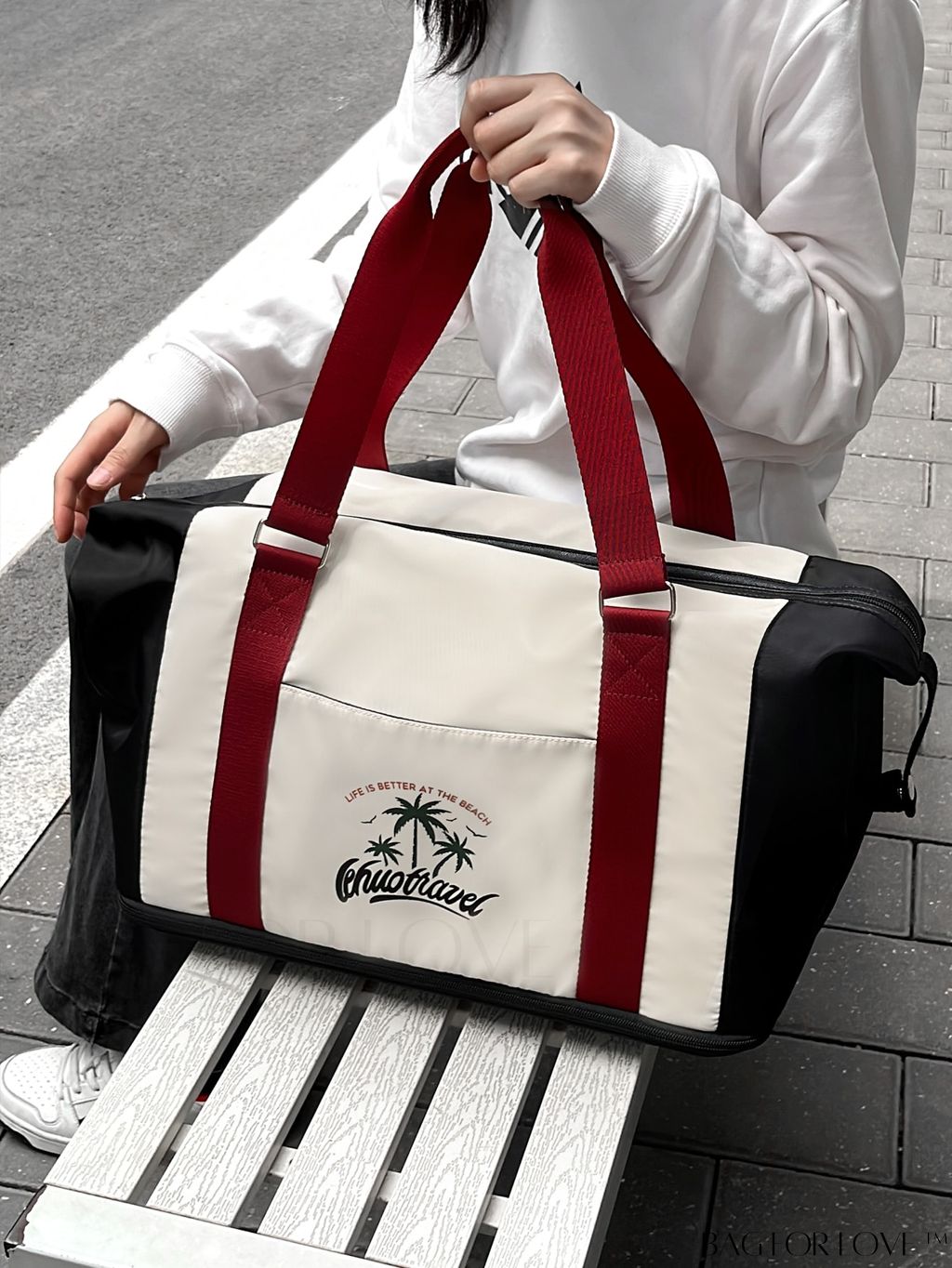 BagForLove - Stylish Expandable Travel Bag adorned with Alphabet Pattern for Ultimate Convenience