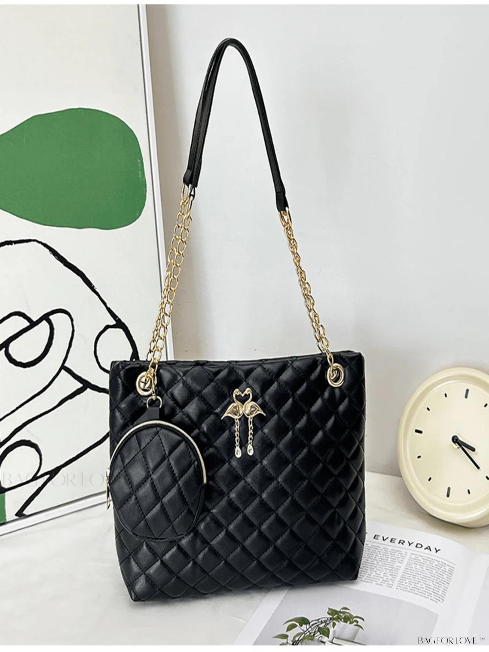 BagForLove - Fashionable Women's Hot Selling Double Swan Metal Embellished Tote