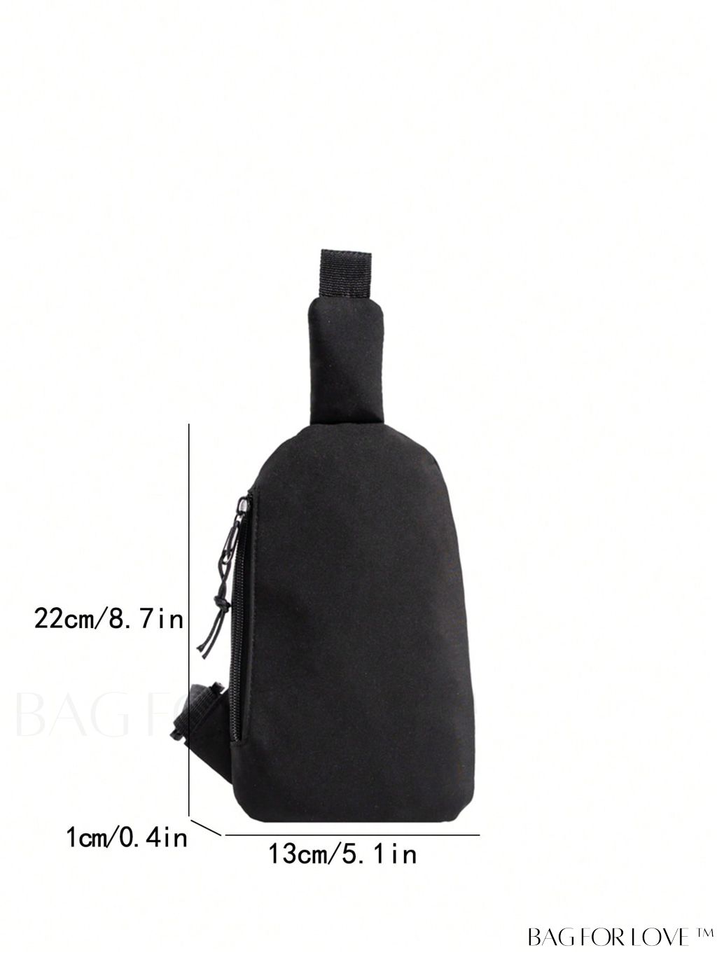 BagForLove - Black Minimalist Sling Bag with Zip Closure - Compact & Stylish