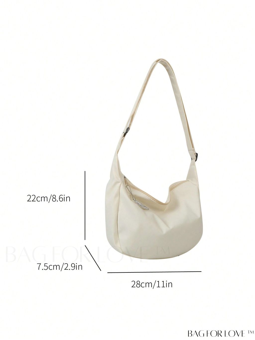 BagForLove - Premium White Polyester Hobo Bag with Zipper Closure