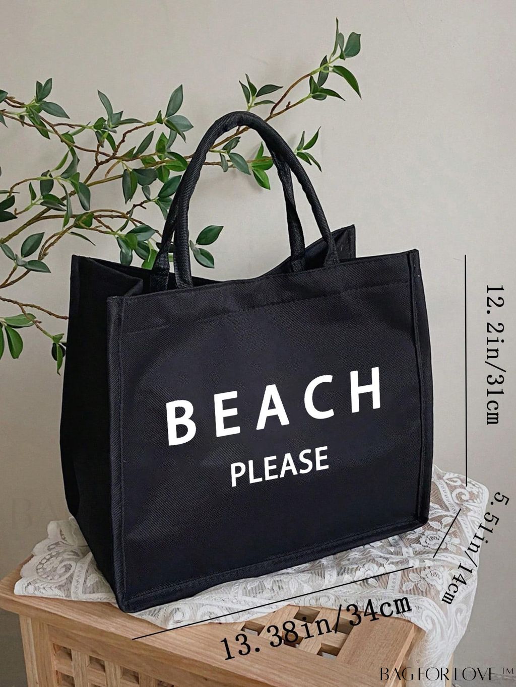 BagForLove - Versatile Tote: Stylish Letter Graphic Bag for Swimming, Gym, Shopping, and Travel