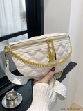 BagForLove - Fashionable Adjustable Quilted Fanny Pack with Chain Detail and Adjustable Strap