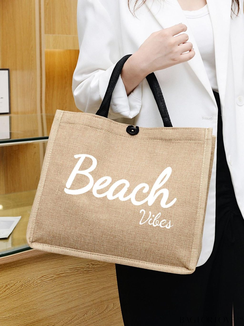 BagForLove - Versatile Tote: Stylish Letter Graphic Bag for Swimming, Gym, Shopping, and Travel
