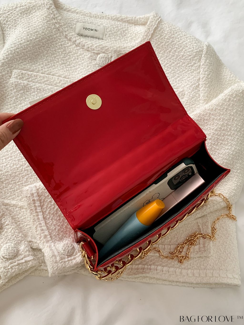 BagForLove - Chic Yellow Plaid Patent Leather Square Bag with Handle & Shoulder Strap