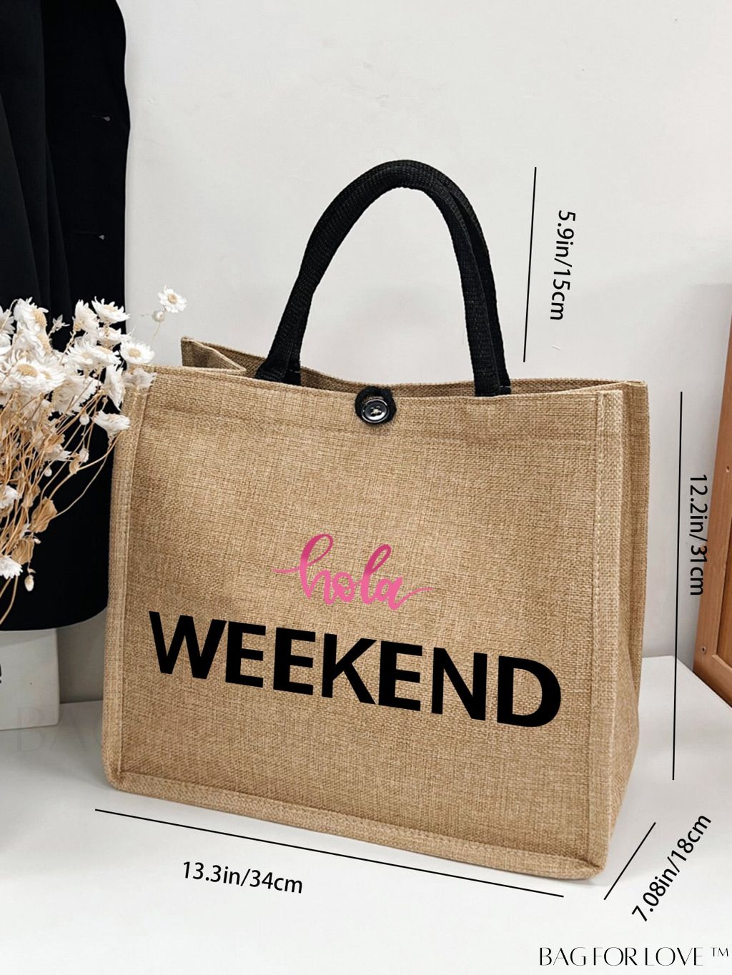 BagForLove - Versatile Tote: Stylish Letter Graphic Bag for Swimming, Gym, Shopping, and Travel