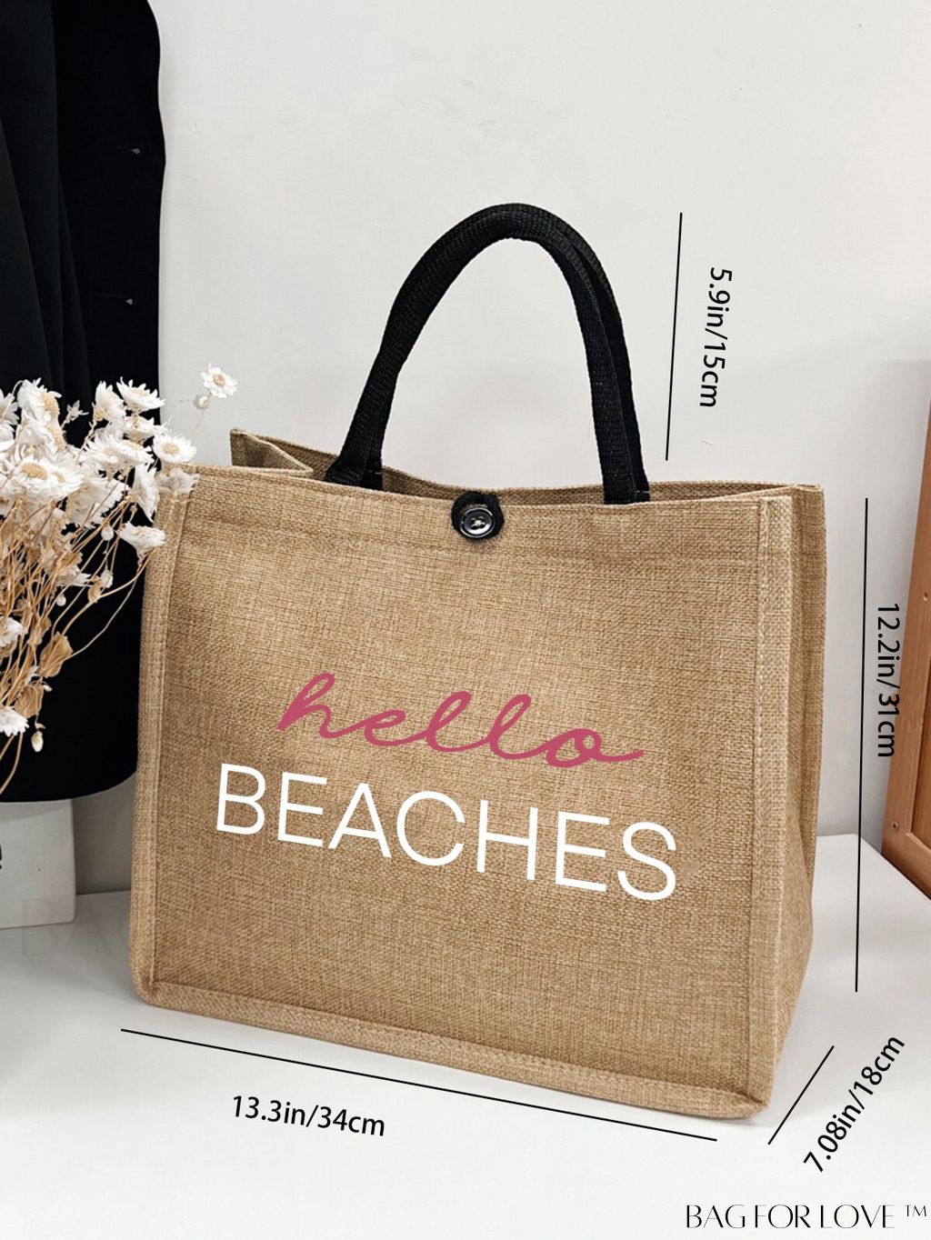 BagForLove - Versatile Tote: Stylish Letter Graphic Bag for Swimming, Gym, Shopping, and Travel