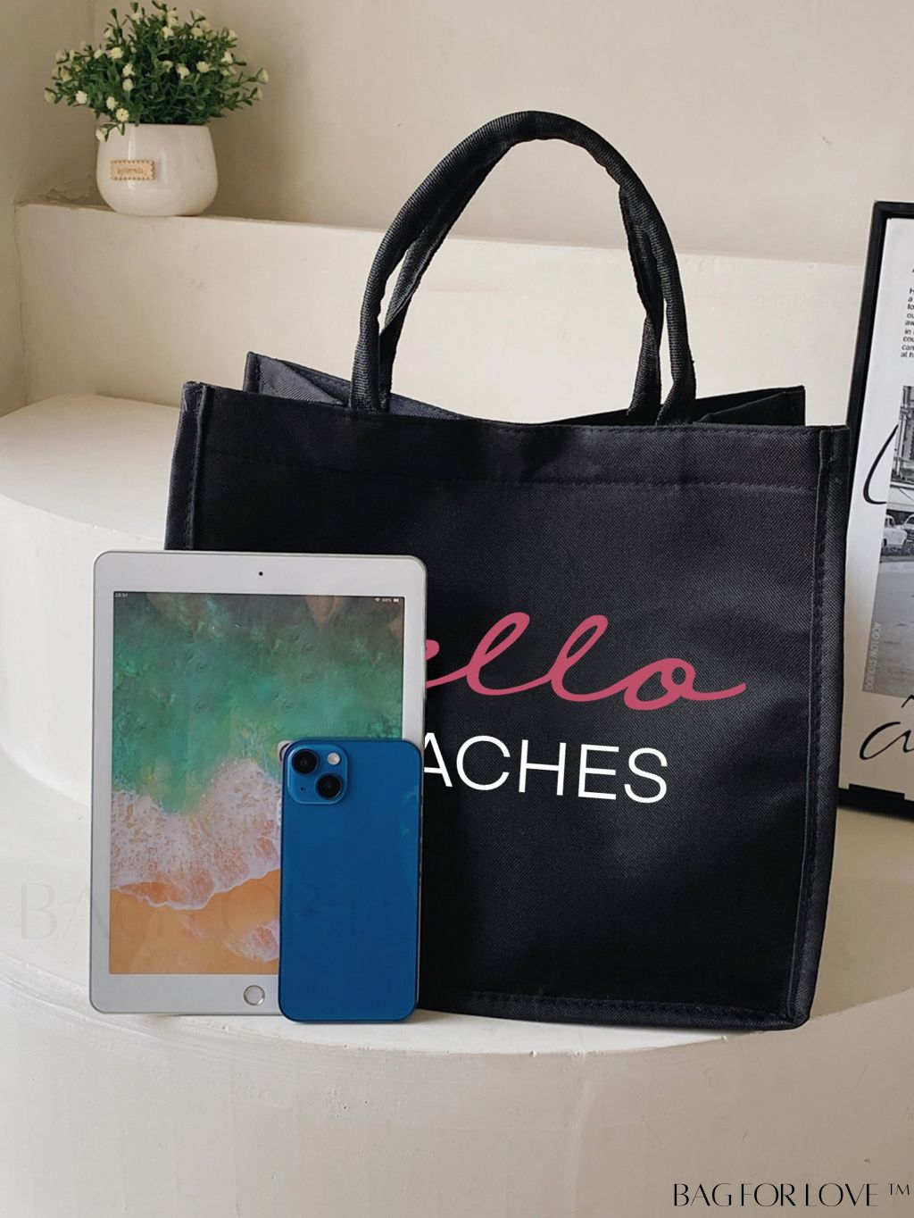 BagForLove - Versatile Tote: Stylish Letter Graphic Bag for Swimming, Gym, Shopping, and Travel