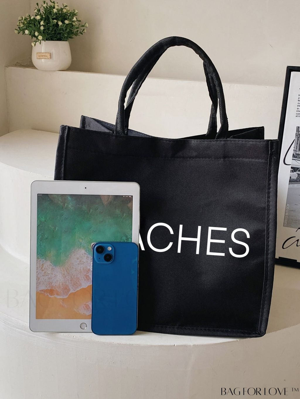 BagForLove - Versatile Tote: Stylish Letter Graphic Bag for Swimming, Gym, Shopping, and Travel