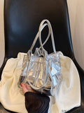 BagForLove - Versatile Silver Crossbody Bucket Bag with Fashionable Woven Design, for Trendy Style.