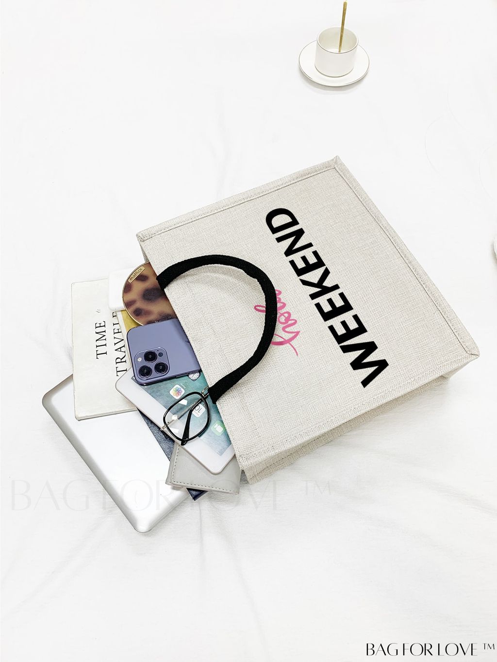 BagForLove - Versatile Tote: Stylish Letter Graphic Bag for Swimming, Gym, Shopping, and Travel