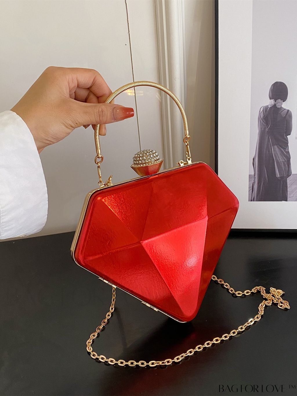 BagForLove - Versatile Faux Patent Leather Diamond Tote - Fashionable & Functional