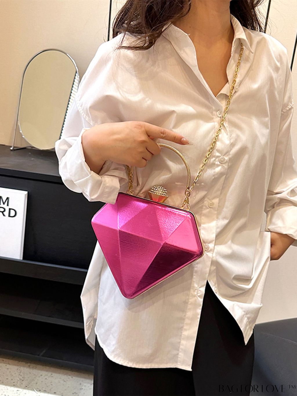 BagForLove - Versatile Faux Patent Leather Diamond Tote - Fashionable & Functional