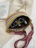 BagForLove - Chic Retro Chain Waist Bag with Colorblock Design - Compact and Stylish