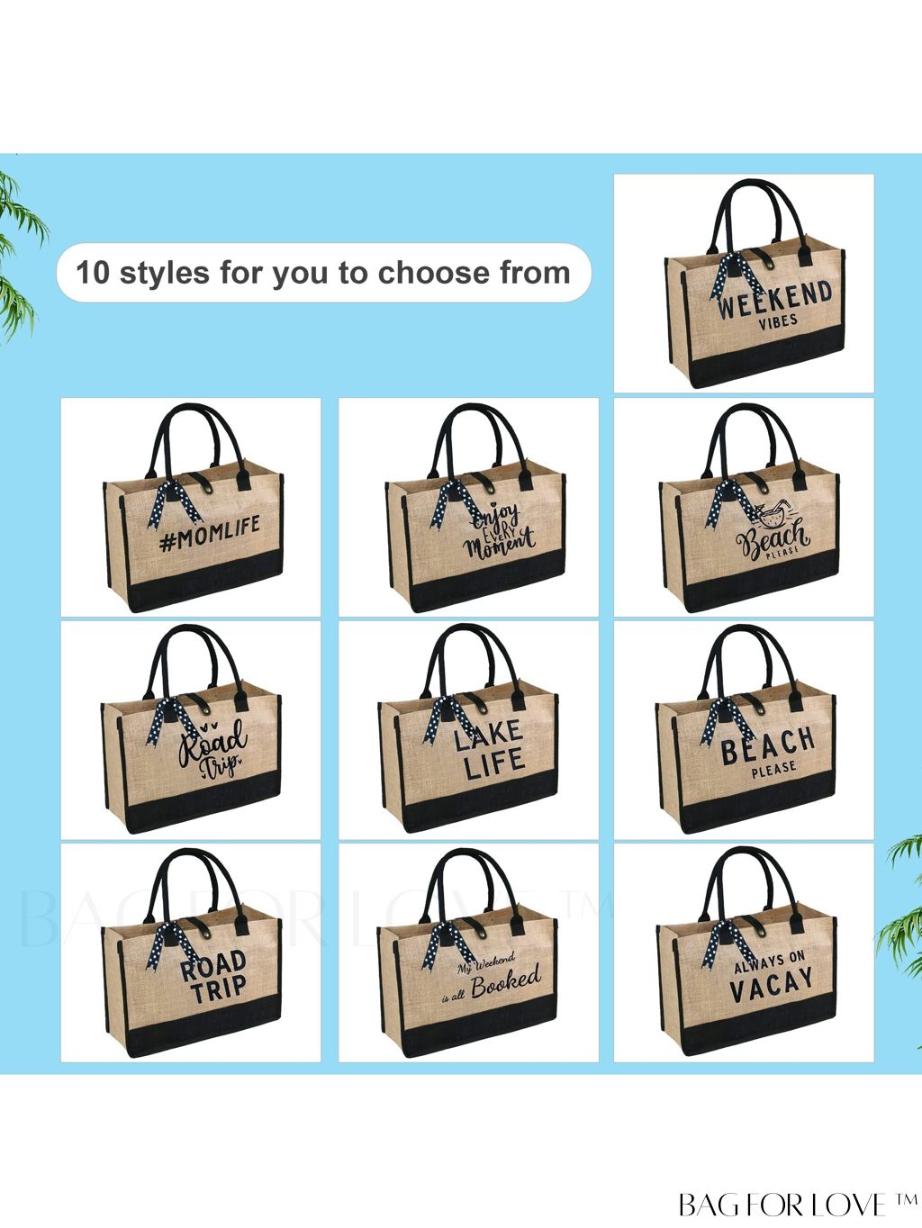 BagForLove - BeeGreen Embroidered Burlap Beach Bag - Stylish, Spacious, Reusable - Perfect Womens Birthday Gift