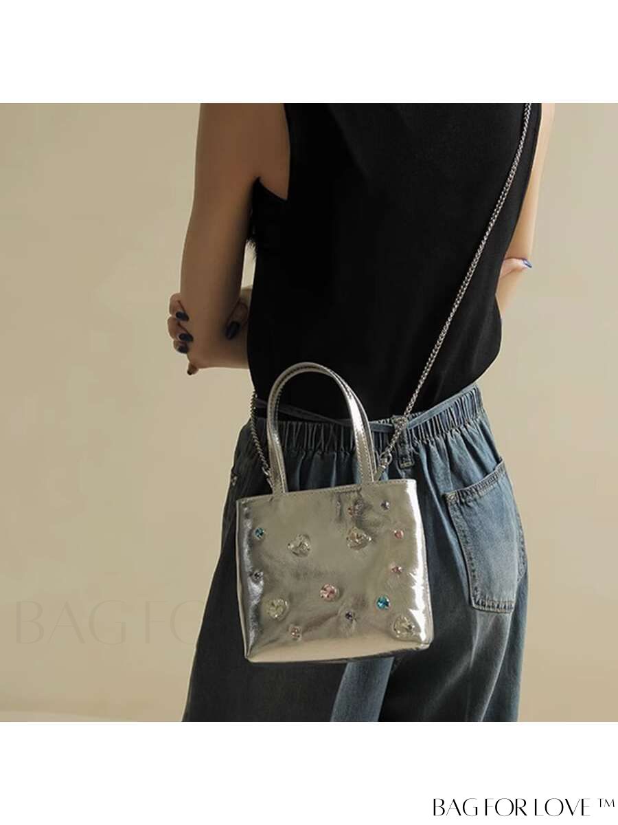 BagForLove - Stylish Rhinestone-Embellished Metallic Mini Handbag for Modern Fashionistas