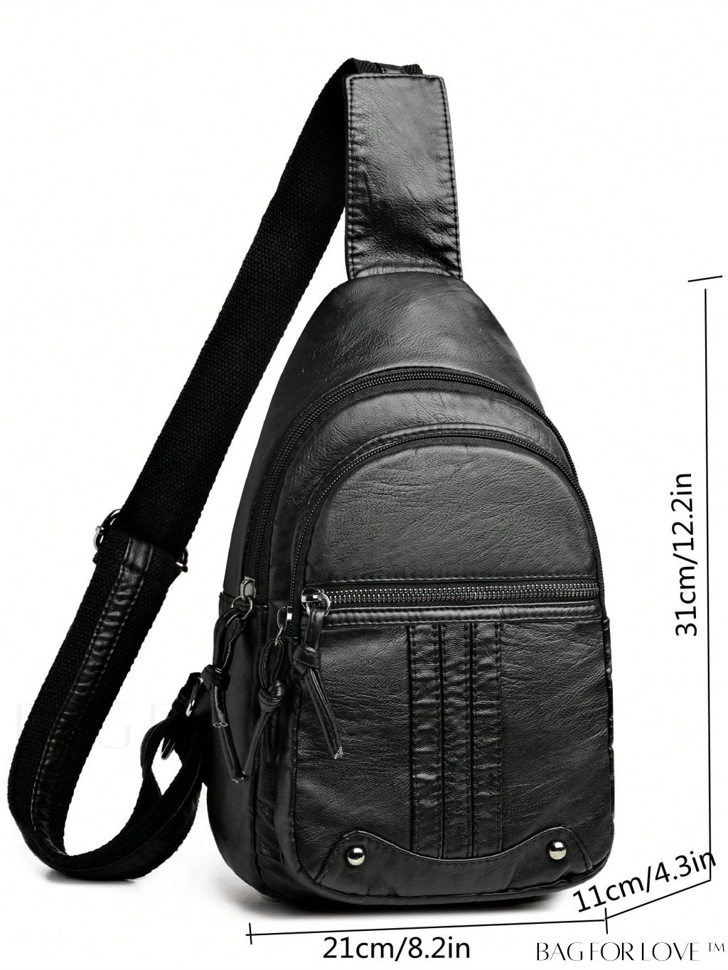 BagForLove - Stylish Black Studded Sling Bag with Adjustable Strap for Everyday Use