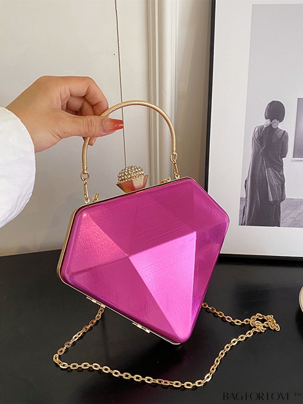 BagForLove - Versatile Faux Patent Leather Diamond Tote - Fashionable & Functional