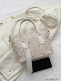 BagForLove - Stylish Straw Bag with Embroidered Floral Design and Letter Tape Decoration