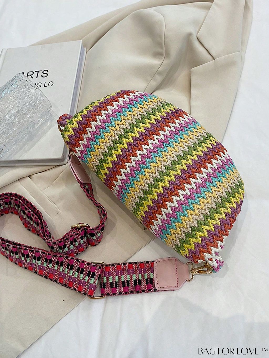 BagForLove - Chic Retro Chain Waist Bag with Colorblock Design - Compact and Stylish