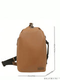 BagForLove - Medium Zipper Brown PU Patch Decor Sling Bag - Stylish and Functional