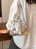 BagForLove - Versatile Silver Crossbody Bucket Bag with Fashionable Woven Design, for Trendy Style.