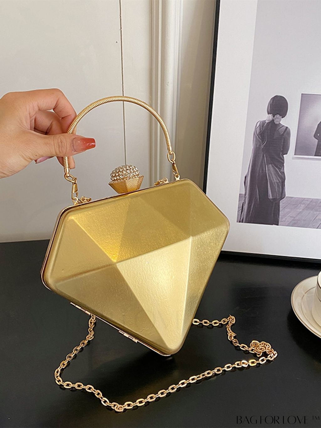 BagForLove - Versatile Faux Patent Leather Diamond Tote - Fashionable & Functional