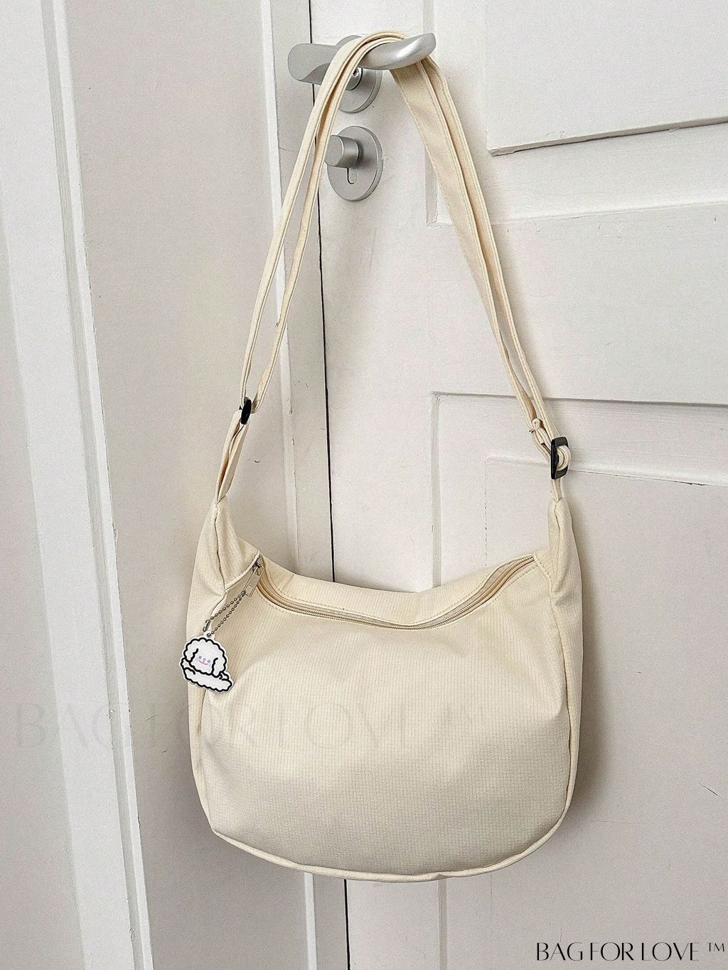 BagForLove - Premium White Polyester Hobo Bag with Zipper Closure
