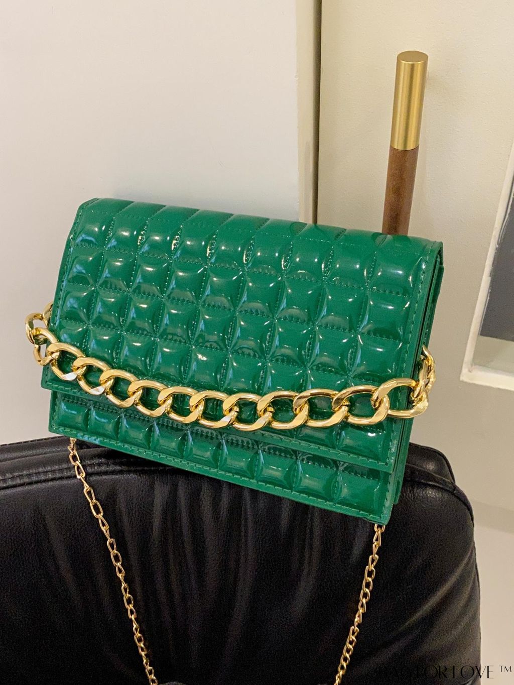 BagForLove - Chic Yellow Plaid Patent Leather Square Bag with Handle & Shoulder Strap