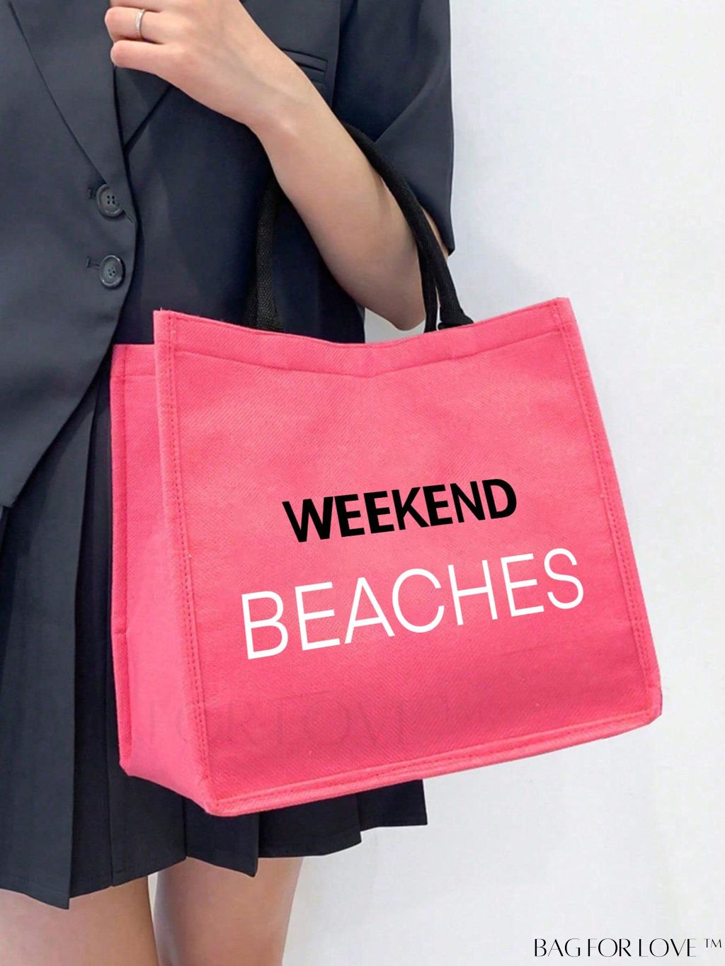 BagForLove - Versatile Tote: Stylish Letter Graphic Bag for Swimming, Gym, Shopping, and Travel