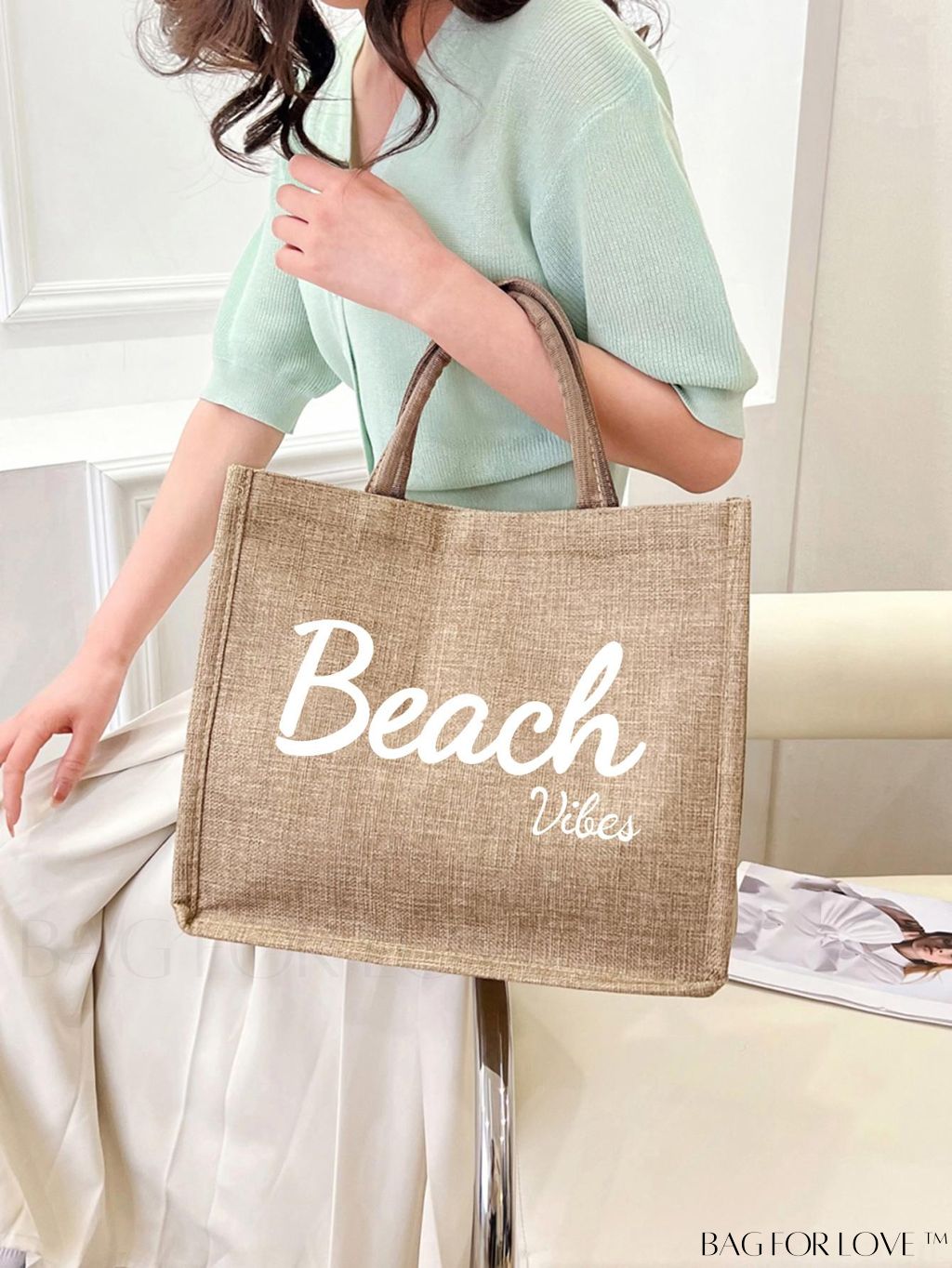 BagForLove - Versatile Tote: Stylish Letter Graphic Bag for Swimming, Gym, Shopping, and Travel