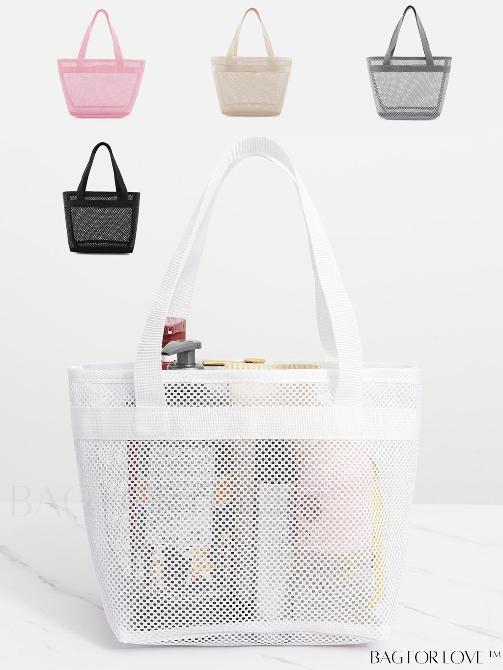 BagForLove - Minimalist Mesh Beach Bag with Large Capacity for Travel and Swimming, Ideal for Washing and Storage